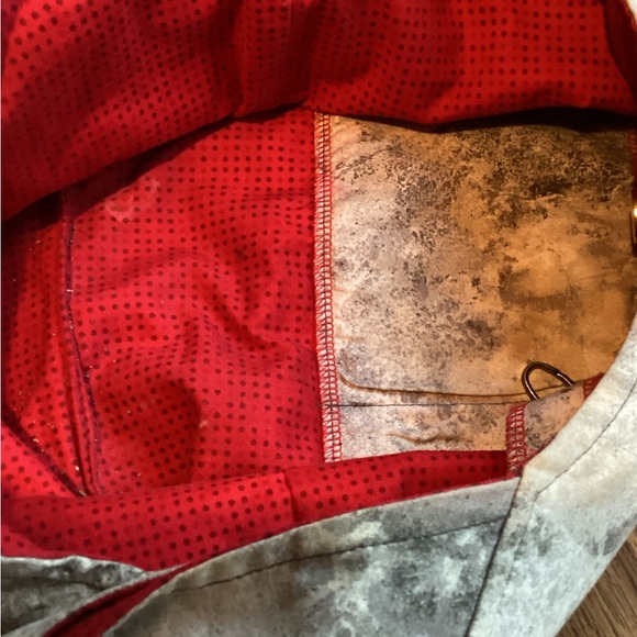 βοΈ VINTAGE MANNEQUIN GREY & RED TOTE OOAK CLOTH SHOULDER BAG - Picture 10 of 16